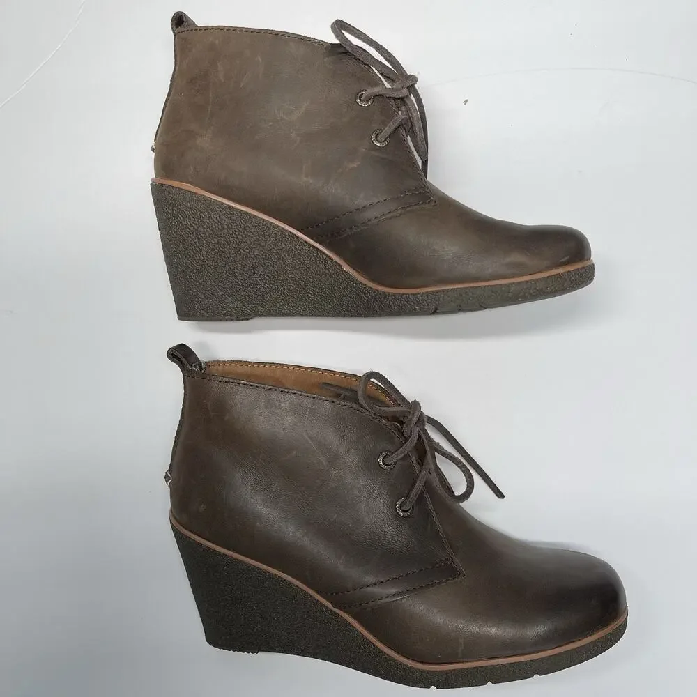 Sperry Women's 8.5M Harlow Burnished Brown Leather Wedge Heel‎ Ankle Bootie
